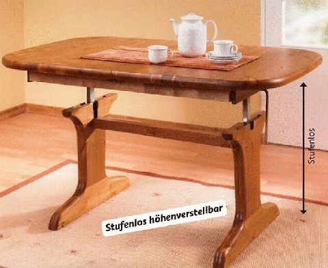 Couchtisch Kiefern, höhenverstellbar