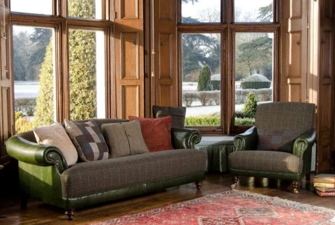 Sofa und Sessel Taransay, Harris Tweed, Leder